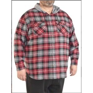Winston Red Hooded Plaid Flannel Long Sleeve Button-Up Size 3XL